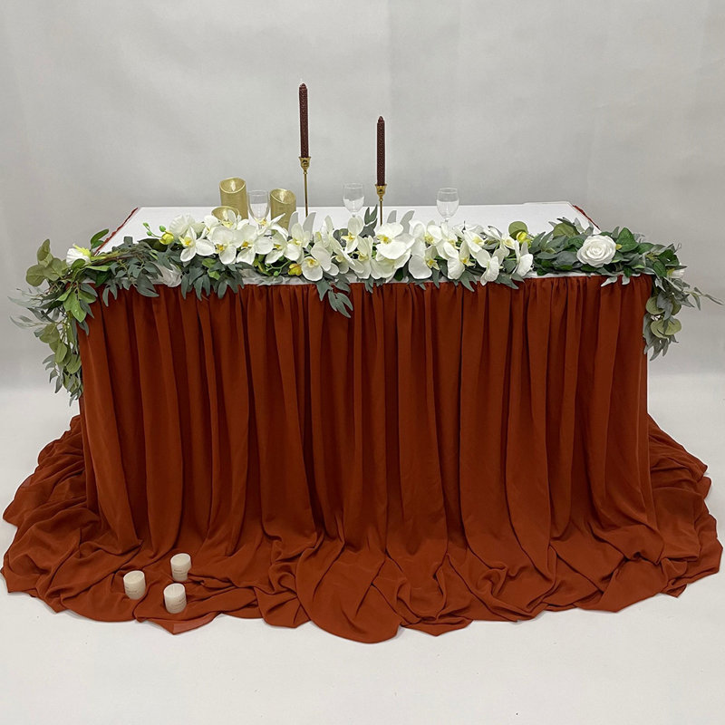 Eider Ivory Falkner 9 Feet Chiffon Table Skirt For Rectangle Tables Long Sheer Tablecloth For Wedding Decorations Birthday Party Table Cloth Skirt Sweetheart Table Decorations For Wedding Wayfair